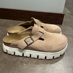 Papillio Taupe Suede Shoes with White Soles